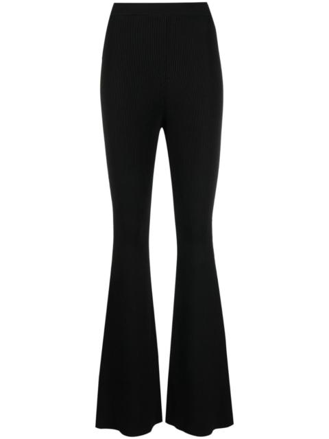 ribbed-knit flared trousers