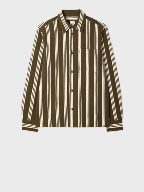 Khaki Cotton-Blend Jersey Stripe Shirt