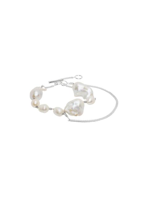 Silver & Off-White Pearl Bracelet