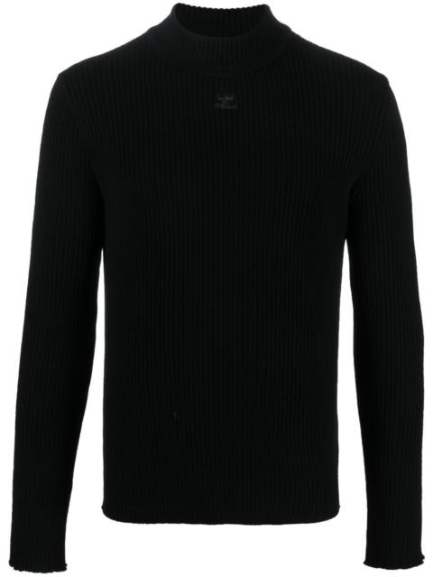 logo-embroidered ribbed-knit jumper