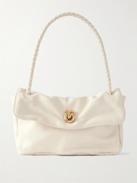 Embellished Intrecciato-trimmed Leather Shoulder Bag