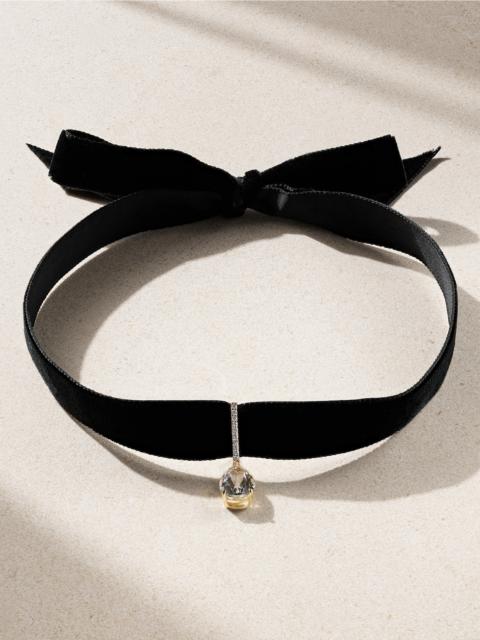 14-karat Gold, Velvet, Topaz And Diamond Choker