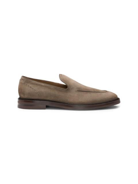 SUEDE LOAFERS WITH LEATHER PIPING
