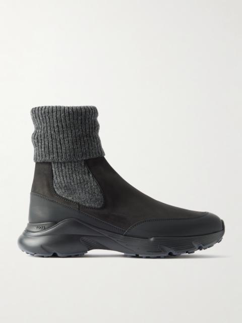 Stretch-knit, Leather And Rubber Sneakers