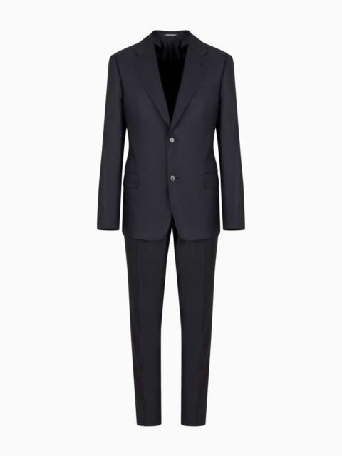 Single-breasted suit in a micro-effect jacquard wool and silk