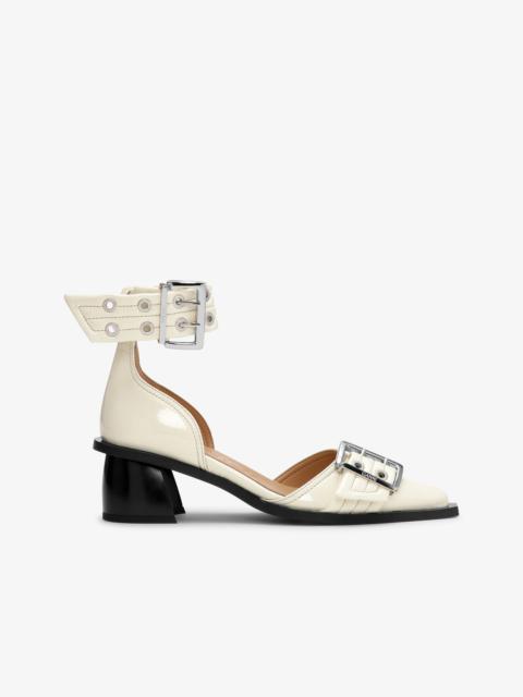 IVORY FEMININE BUCKLE OPEN CUT PUMPS