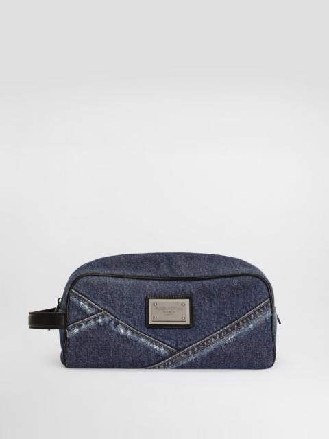 Denim patchwork necessaire