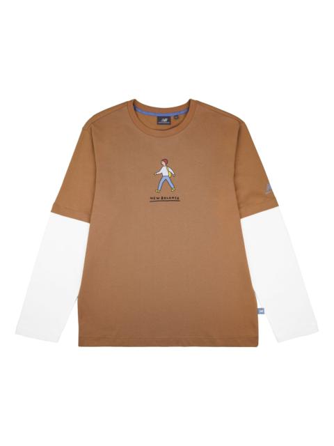 New Balance x Zero Per Zero Colorblock Long Sleeve Tee 'Brown White' NDA47013-BEI
