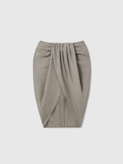 Ruched Wrapped Pinstripe Midi Skirt