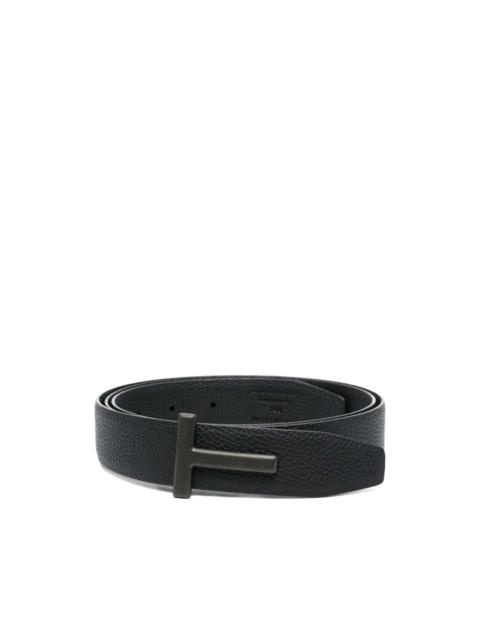 logo-buckle leather belt