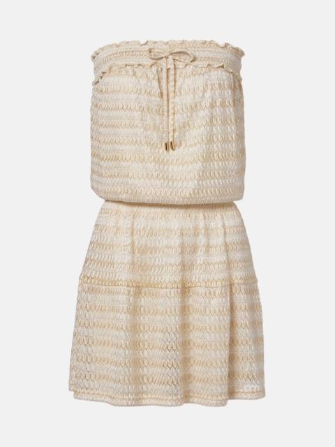 Isla off-shoulder lamé minidress