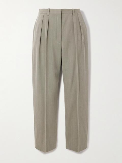 Hudson Cropped Pleated Wool Tapered Pants