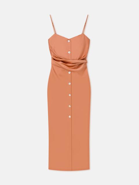 Draped Slip Satin Midi Dress