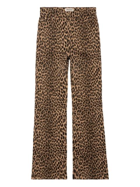 leopard-print high-rise trousers