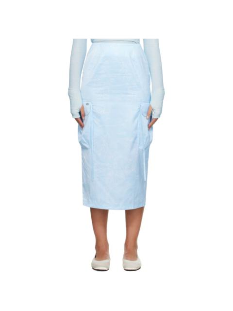 Blue Drawing Cargo Midi Skirt