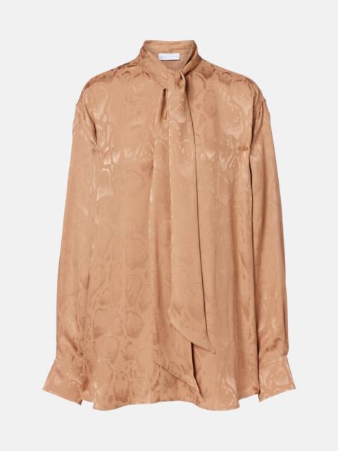 Leopard-print silk-blend jacquard blouse