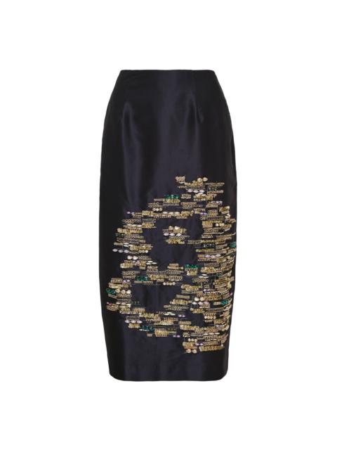 Taffeta Slim Midi Skirt