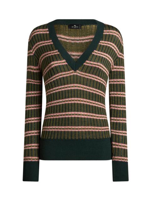 Striped Wool-Blend Knit Top green