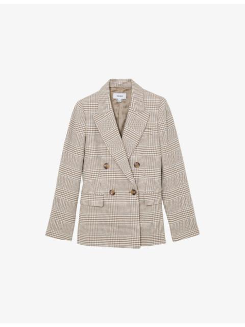 Maxwell Checked Double-Breasted Cotton-Blend Blazer