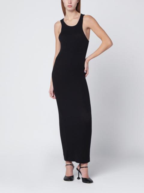 Black sleeveless cotton-blend dress