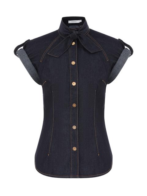 DENIM TIE NECK SHIRT