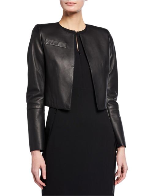 Hasso Cropped Napa Leather Jacket, Black