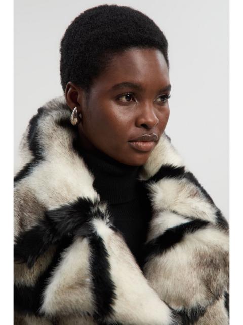 Mono Faux Fur Belted Longline Coat