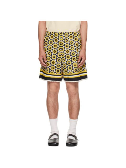Black& Yellow Bulles Royales Print Shorts