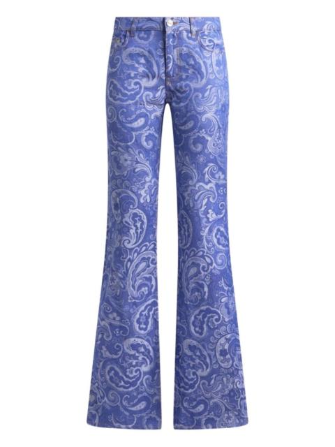 paisley-jacquard flared jeans