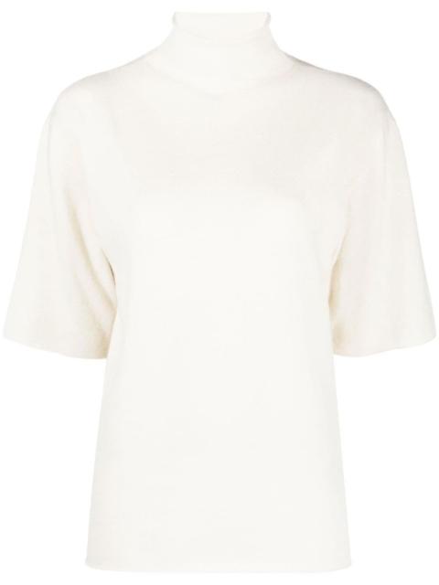 short-sleeved roll-neck knitted top