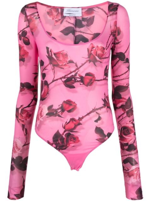 floral-print long-sleeve bodysuit