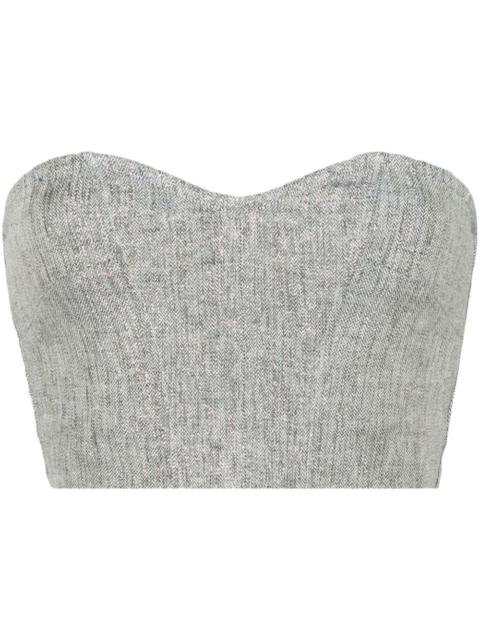 chevron-knit lurex strapless top