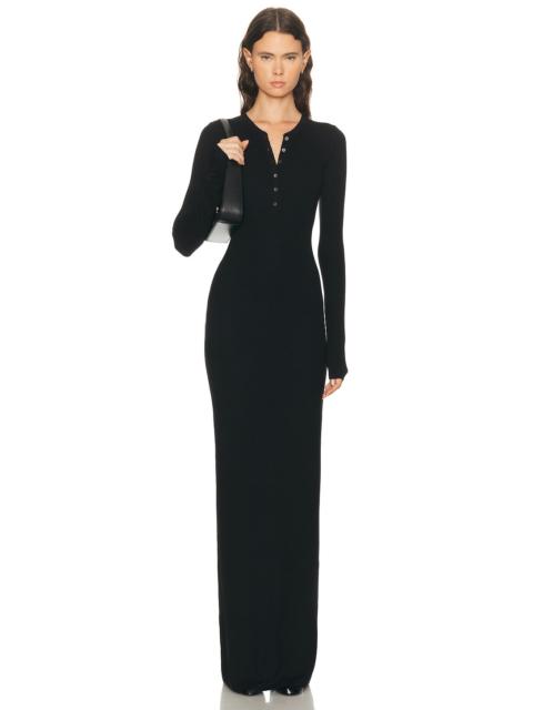 Long Sleeve Henley Maxi Dress