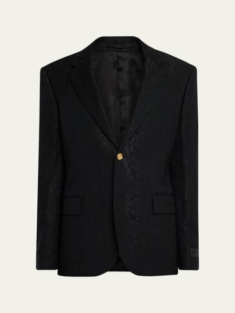 Men's Python-Jacquard Wool-Blend Blazer