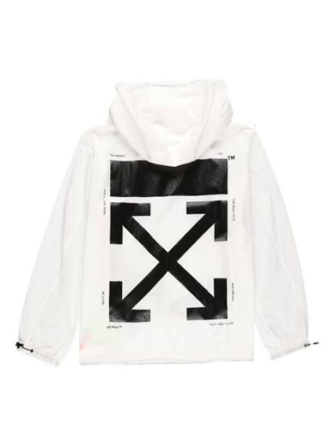 Off-White FW19 Printing Pullover Hooded Jacket Men White OMEA187E19E110240110