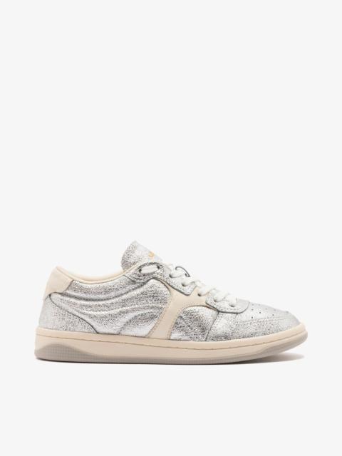 George Sneaker In Silver Sparkle Leather and Ivory Leather
