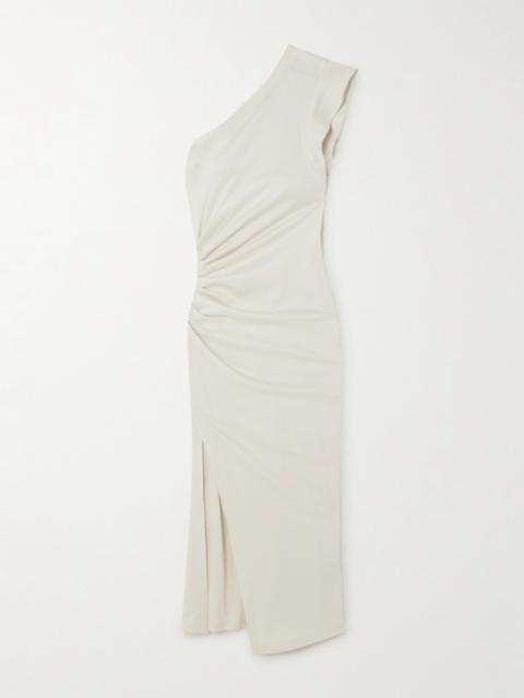 Maude One-shoulder Ruched Cotton-jersey Midi Dress
