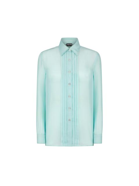 SILK BATISTE SHIRT WITH PLISSE PLASTRON
