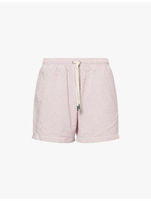 Boxer III Striped Drawstring-Waist Woven Swim Shorts