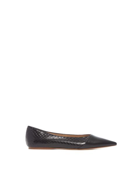 Empress Ballerina Flat Shoe in Black Snakeskin & Leather