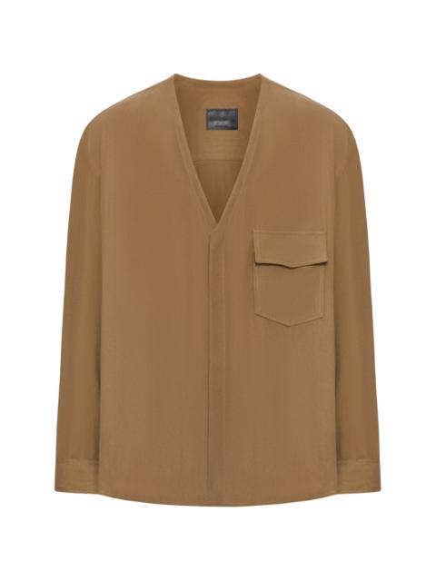 chest-pocket V-neck shirt