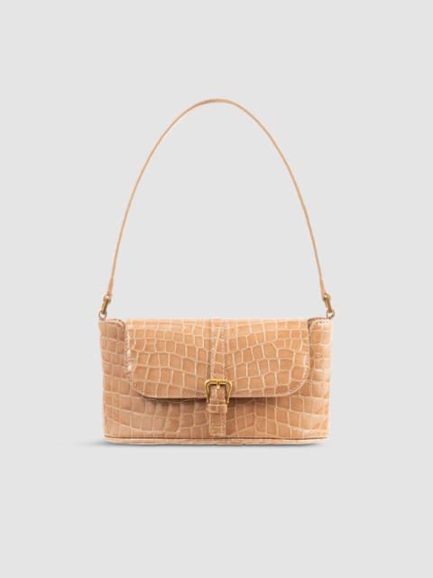 Miranda Baguette Light Tan Croco Embossed Leather Shoulder Bag