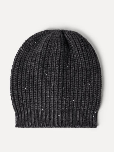 Cashmere and silk Diamond yarn knit beanie