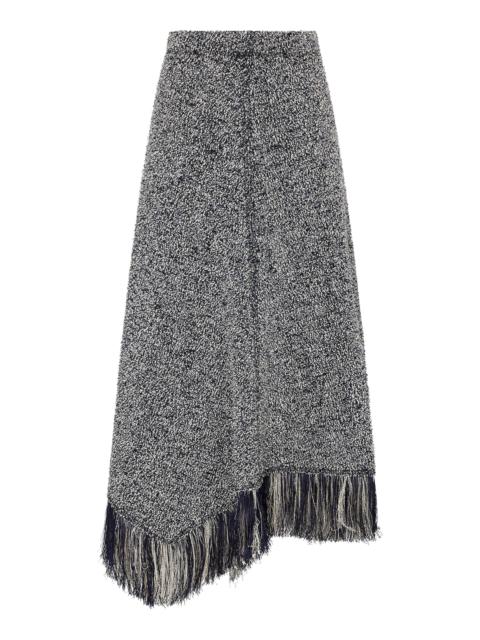 Fringed Bouclé Midi Skirt multi
