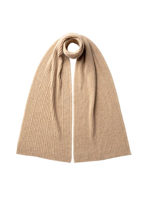 Cable & Rib Natural Cashmere Scarf