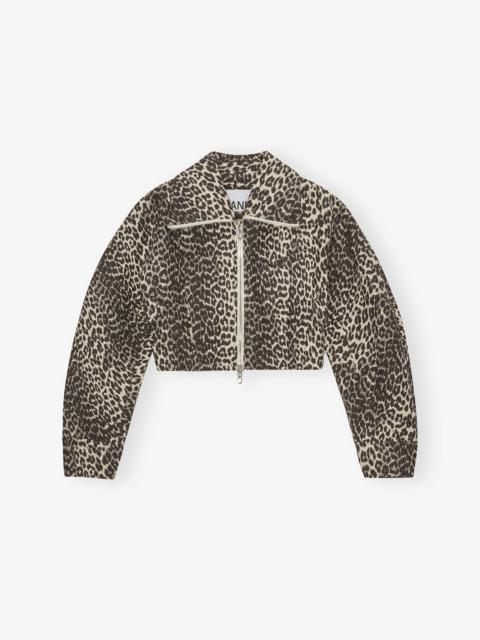 LEOPARD CURVE SLEEVE SHORT JACKET