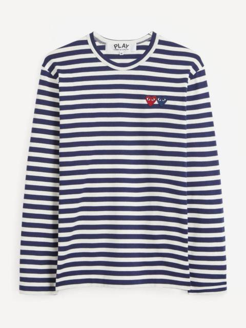 Double-Logo Striped Cotton Long-Sleeve T-Shirt