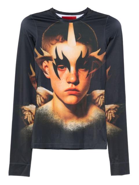 face-print long-sleeve T-shirt