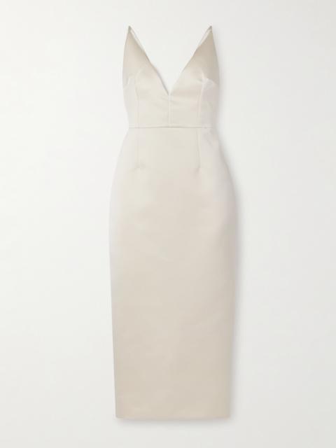 Vero Open-back Duchesse-satin Midi Dress