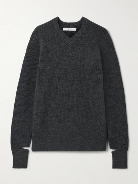 Cutout Ribbed Wool-blend Sweater